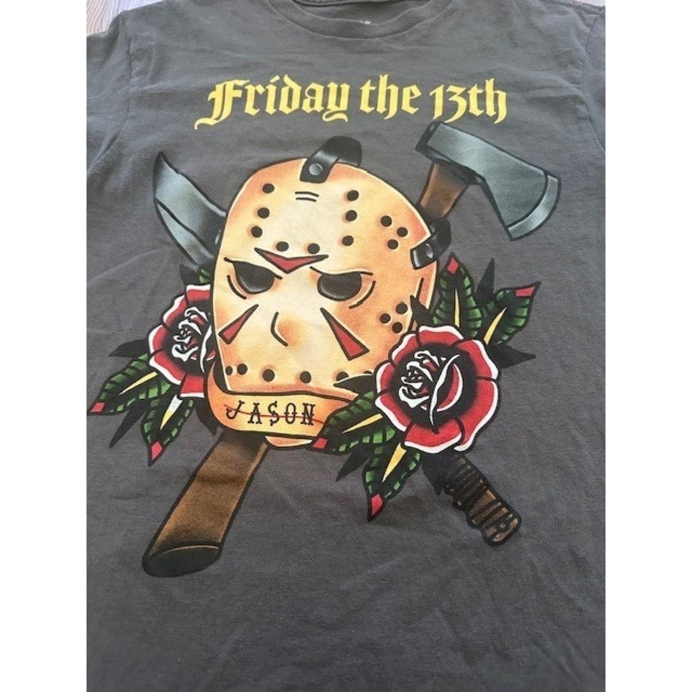 Friday The 13th Jason Mask Roses Tattoo‎ Graphic T Shirt Mens Small